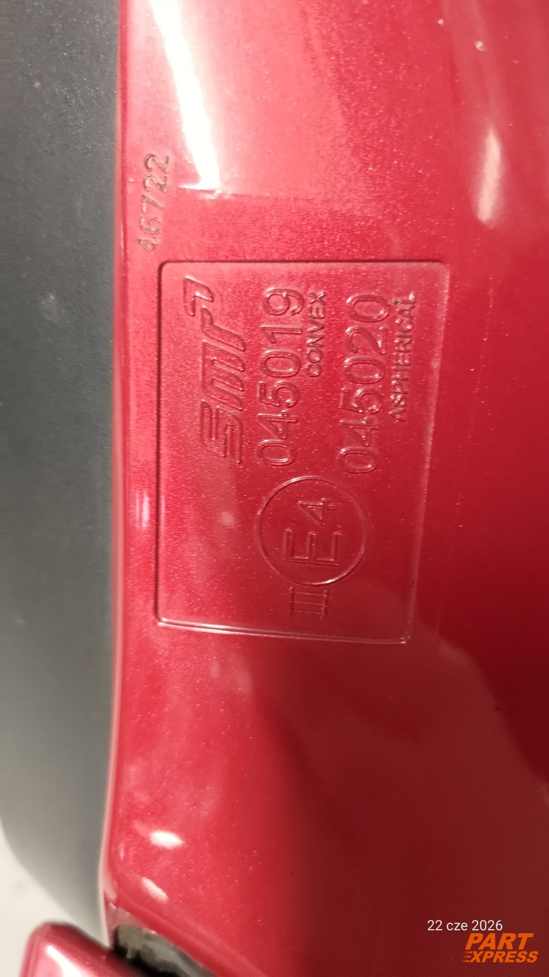 Außenspiegel rechts komplett Opel Mokka X Rot GCS Velvet Red 2016 - 2019 – 3